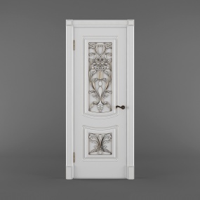 白色室内门3D模型效果图